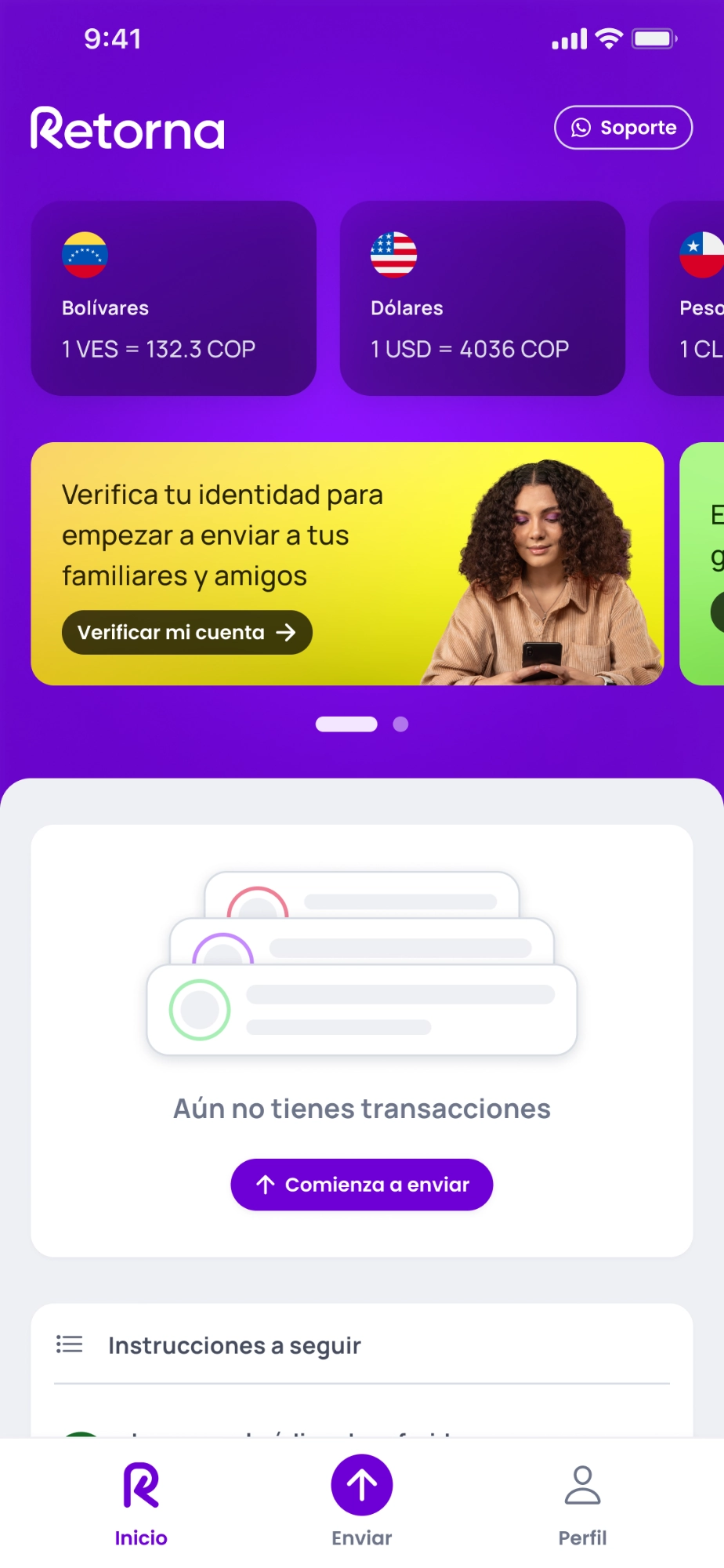 Mockup de la interfaz del proyecto Retorna