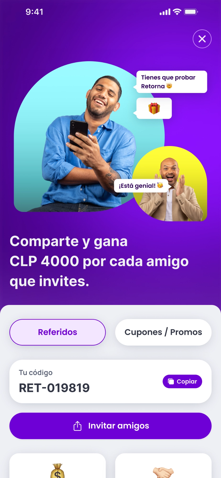 Mockup de la interfaz del proyecto Retorna