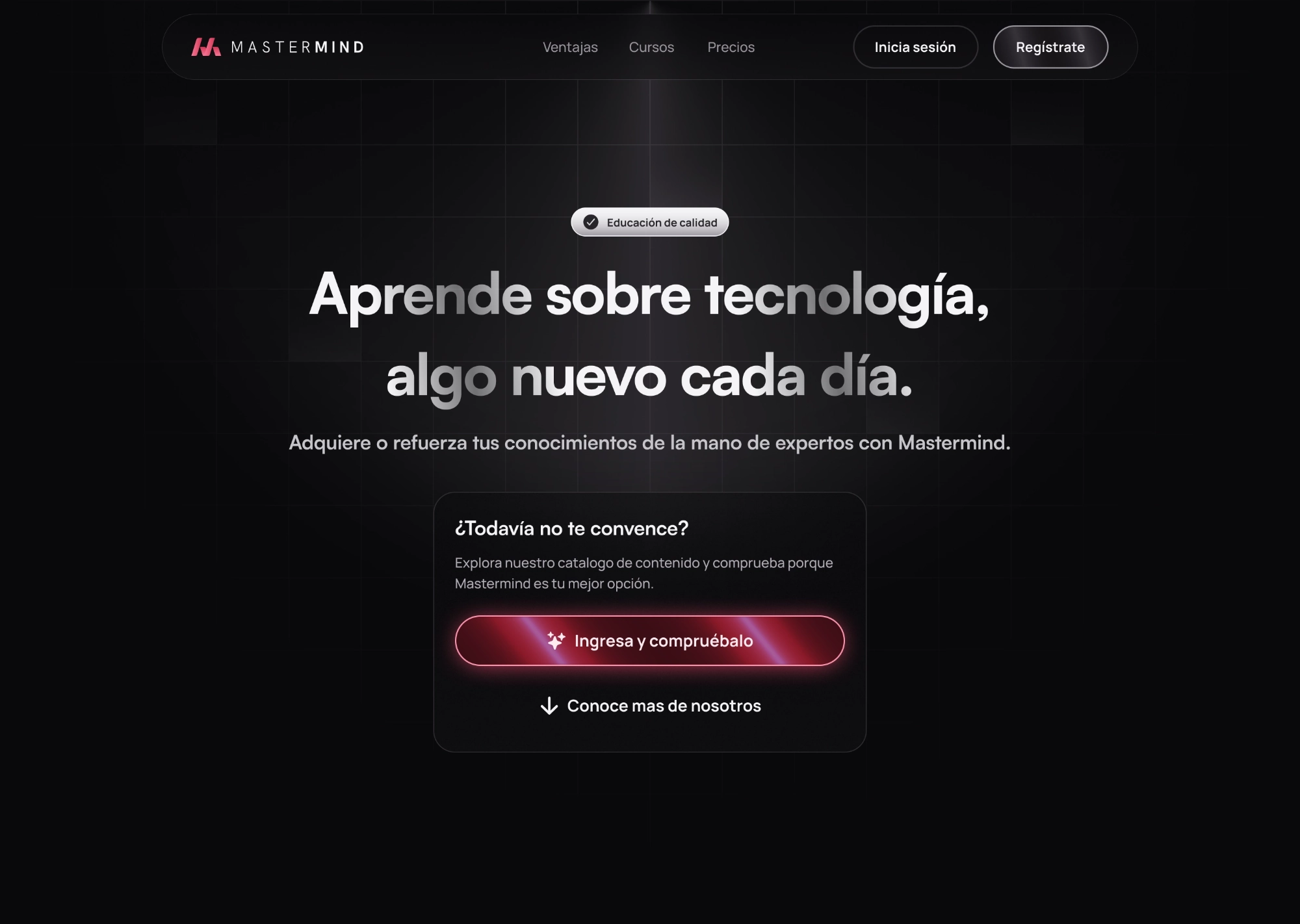 Mockup de escritorio del proyecto Mastermind